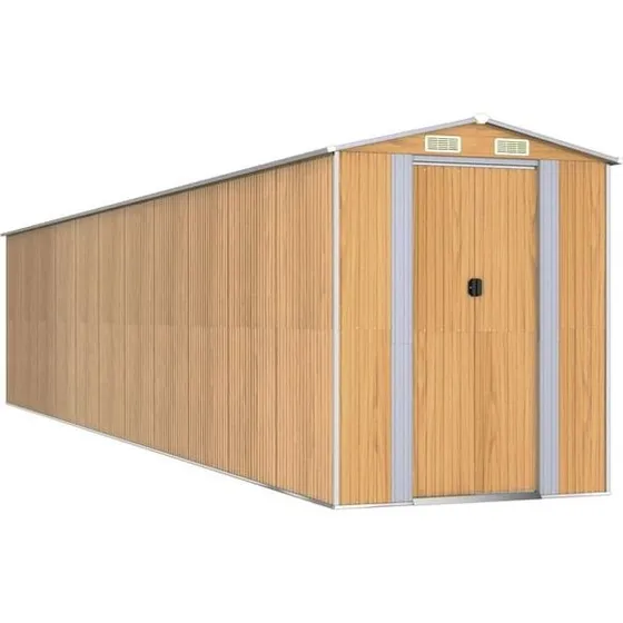 GardenPro Tuinschuur 192x938x223 cm gegalvaniseerd staal lichtbruin