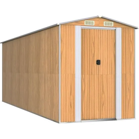GardenPro Tuinschuur 192x523x223 cm Gegalvaniseerd Staal Lichtbruin