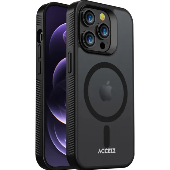 Accezz Rugged Frosted MagSafe Backcover iPhone 14 Pro - Zwart