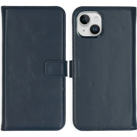 Selencia Echt Leren Bookcase voor Apple iPhone 15 - Blauw