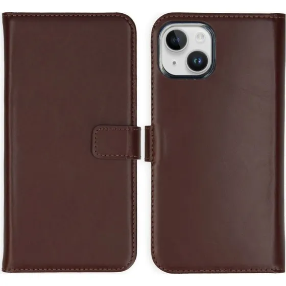 Selencia Echt Leren Bookcase voor Apple iPhone 15 - Bruin