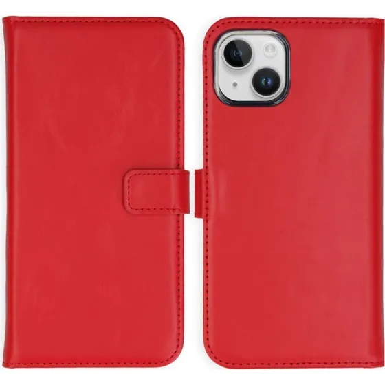 Selencia Echt Leren Bookcase voor Apple iPhone 15 - Rood
