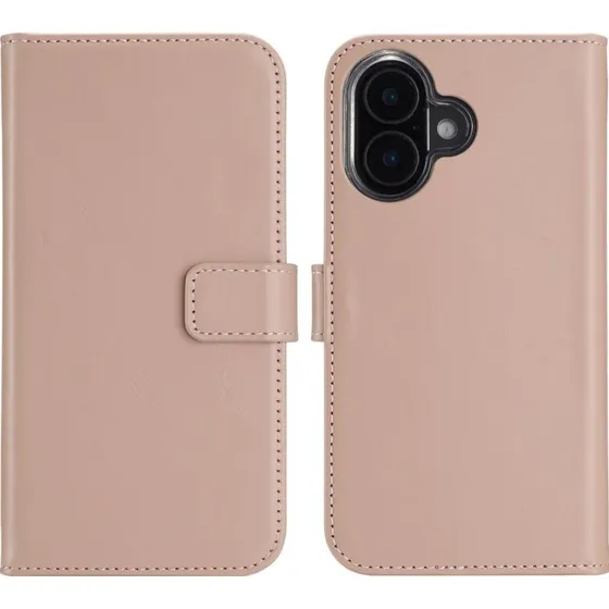 Selencia Echt Leren Bookcase voor Apple iPhone 16 Plus - Dusty Pink