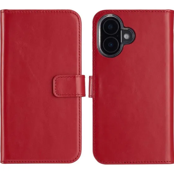 Selencia Echt Leren Bookcase voor Apple iPhone 16 Plus - Rood