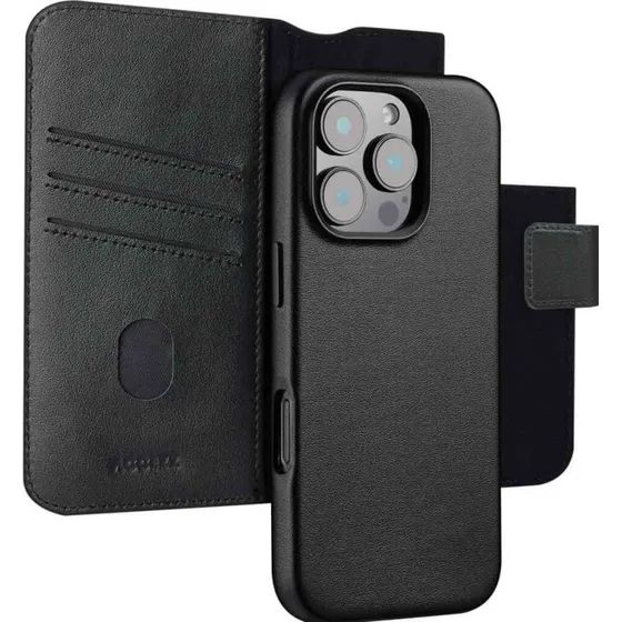 Accezz Leather Bookcase 2-in-1 met MagSafe voor iPhone 16 Pro - Onyx Black