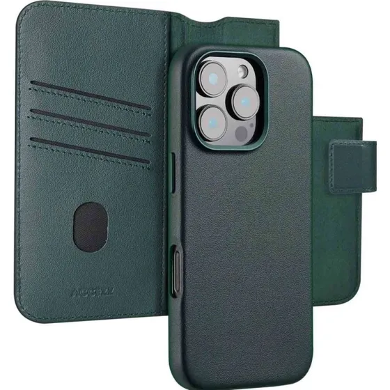 Accezz Leather Bookcase 2-in-1 met MagSafe voor iPhone 16 Pro - Cedar Green