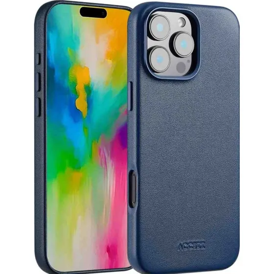 Accezz MagSafe Leather Backcover iPhone 16 Pro Max - Nightfall Blue