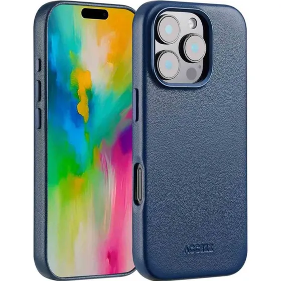 Accezz MagSafe Leather Backcover iPhone 16 Pro - Nightfall Blue