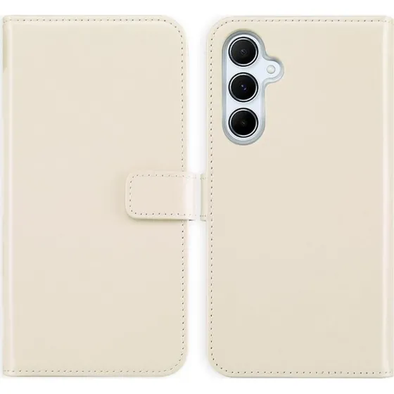 Selencia Echt Leren Bookcase voor Samsung Galaxy A55 - Greige