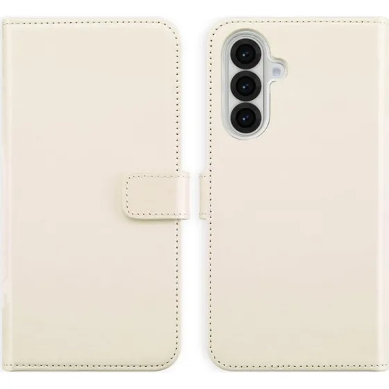 Selencia Echt Leren Bookcase voor Samsung Galaxy A36 / A56 - Greige