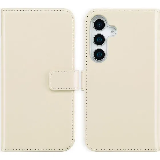 Selencia Echt Leren Bookcase voor Samsung Galaxy S25 - Greige