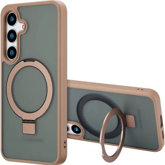 Accezz Ring Stand Backcover met MagSafe voor Samsung Galaxy S24 Plus - Bruin