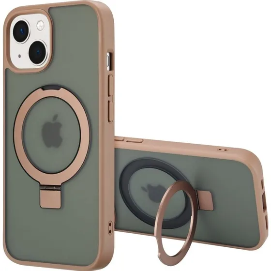 Accezz Ring Stand Backcover met MagSafe voor iPhone 15 - Bruin