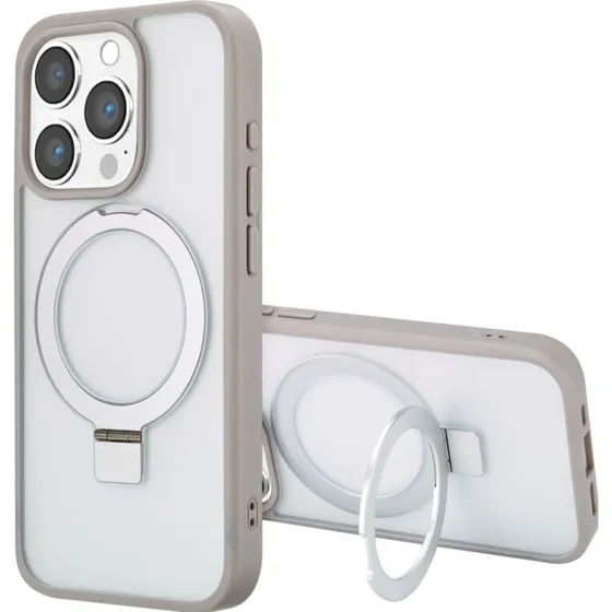 Accezz Ring Stand Backcover met MagSafe voor iPhone 15 Pro - Grijs