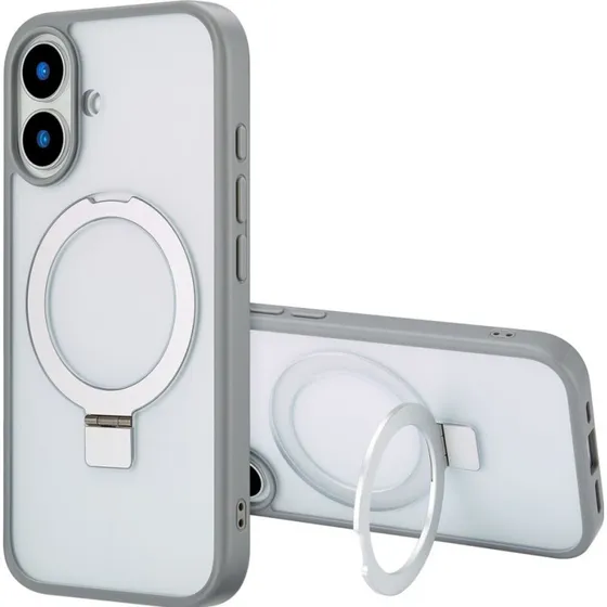 Accezz Ring Stand Backcover met MagSafe voor iPhone 16 - Grijs