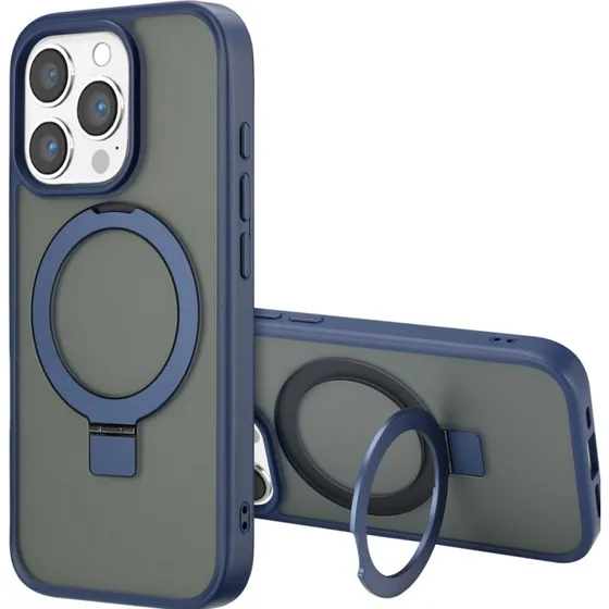 Accezz Ring Stand Backcover met MagSafe voor iPhone 16 Pro - Blauw
