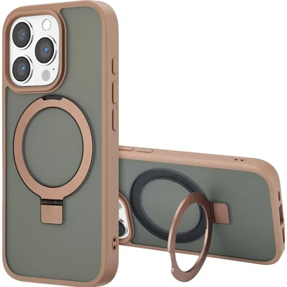 Accezz Ring Stand Backcover met MagSafe voor iPhone 16 Pro Max - Bruin