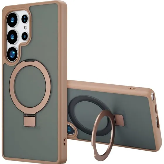 Accezz Ring Stand Backcover met MagSafe voor Samsung Galaxy S25 Ultra - Bruin