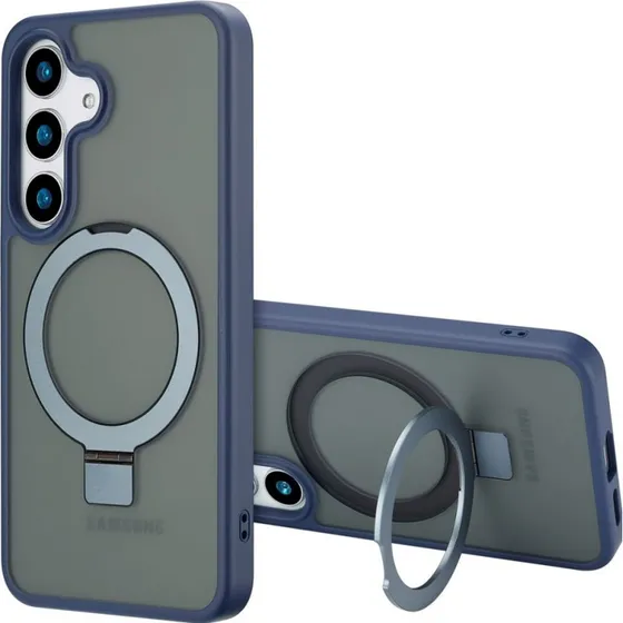 Accezz Ring Stand Backcover met MagSafe voor Samsung Galaxy S25 Plus - Blauw