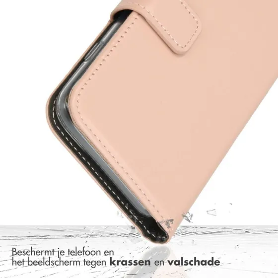 Selencia Echt Leren Bookcase iPhone 17e / 16e / SE 4 - Dusty Pink