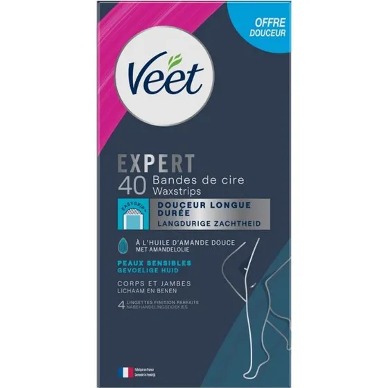 Veet Expert Koude Waxstrips Benen & Lichaam Gevoelige Huid 40ST