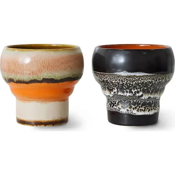 HKliving 70's Mokken 2-delig - Basalt - 24 cl