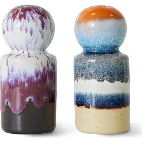 HKliving 70's Stargaze zout- & peperstel, 2-delig met reactief glazuur