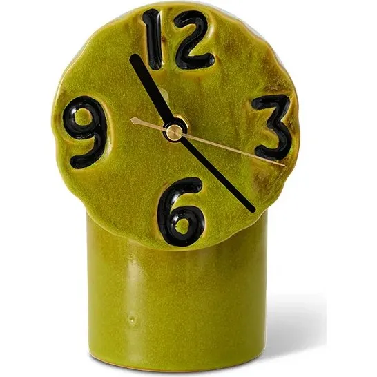 HKliving Retro Keramische Tafelklok - Olive - 18 cm