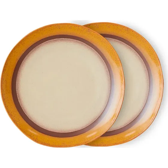 HKliving 70's Dinerbord Coconut, 2-delig, Ø27,5 cm