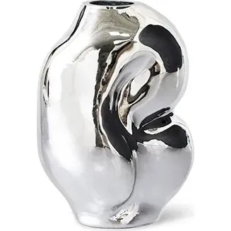 HKliving Gleam Glazen Vaas, Chrome, 18 cm