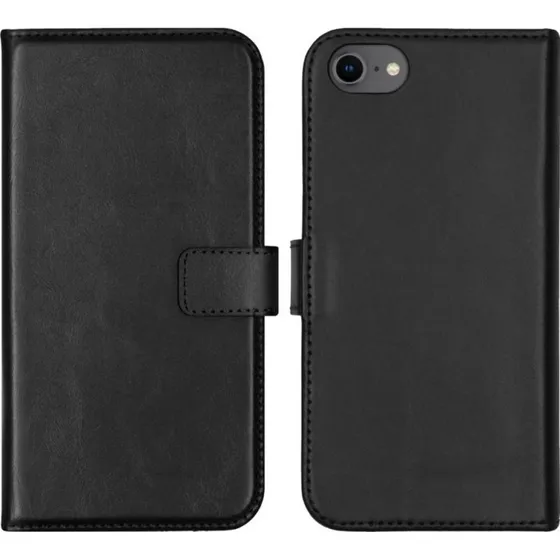Selencia Echt Leren Bookcase iPhone SE (2022/2020)/8/7/6(s) - Zwart