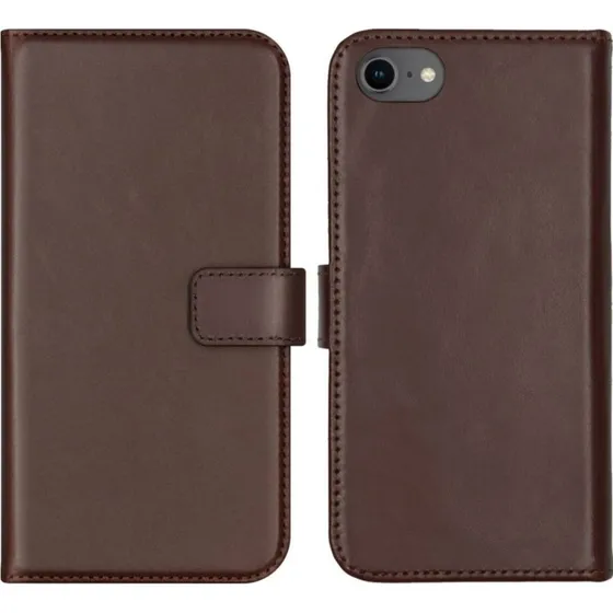 Selencia Echt Leren Bookcase voor iPhone SE (2022/2020) / 8 / 7 / 6(s) - Bruin