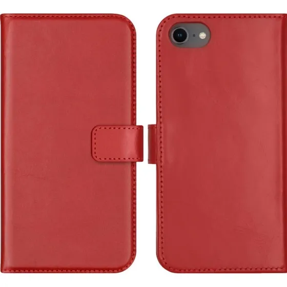 Selencia Echt Leren Bookcase voor iPhone SE (2022/2020), 8, 7, 6(s) - Rood