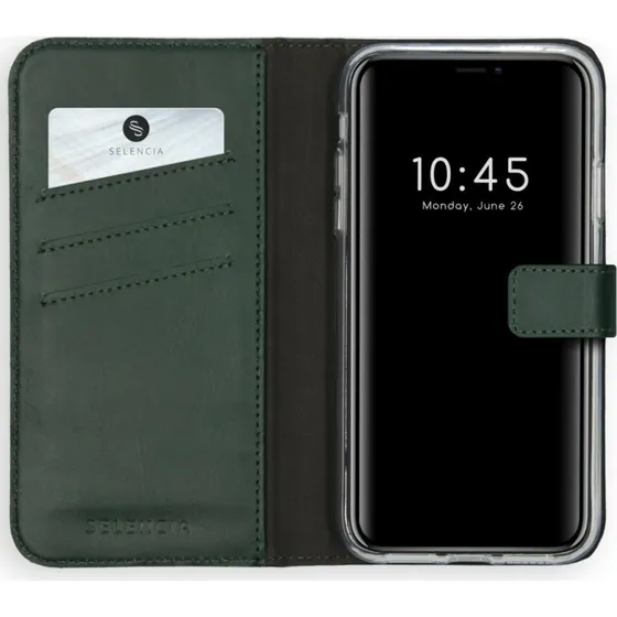 Selencia Echt Leren Bookcase iPhone 11 - Groen