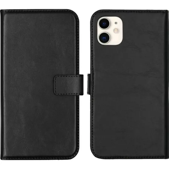Selencia Echt Leren Bookcase voor Apple iPhone 11 - Zwart