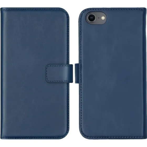 Selencia Echt Leren Bookcase iPhone SE (2022/2020) / 8 / 7 / 6(s) - Blauw