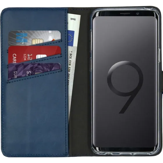 Selencia Echt Leren Bookcase voor Samsung Galaxy S9 - Blauw