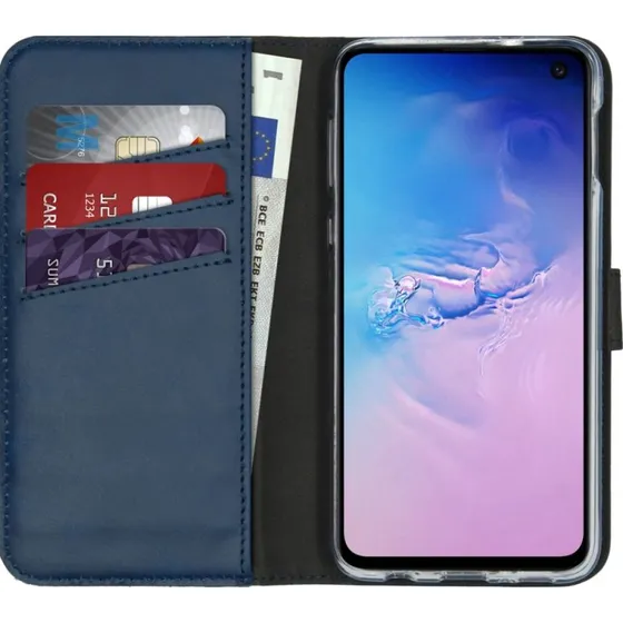 Selencia Echt Leren Bookcase voor Samsung Galaxy S10e - Blauw