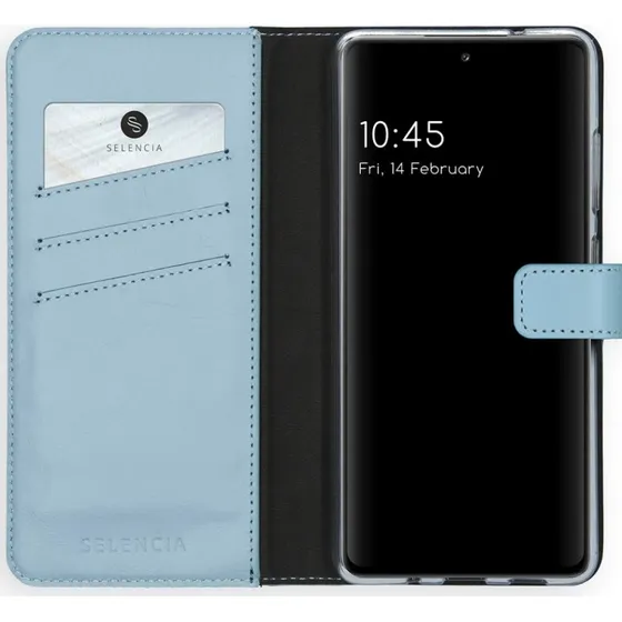 Selencia Echt Leren Bookcase voor Samsung Galaxy S20 FE - Air Blue