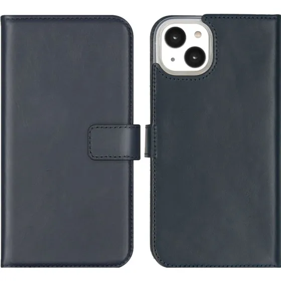 Selencia Echt Leren Bookcase voor Apple iPhone 14 Plus - Blauw