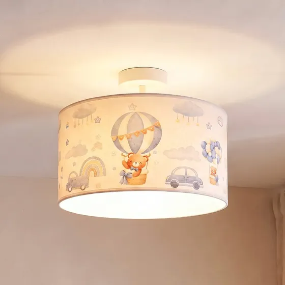 Duolla Kids Print Plafondlamp - Lichtblauw/Wit - Ø 35 cm