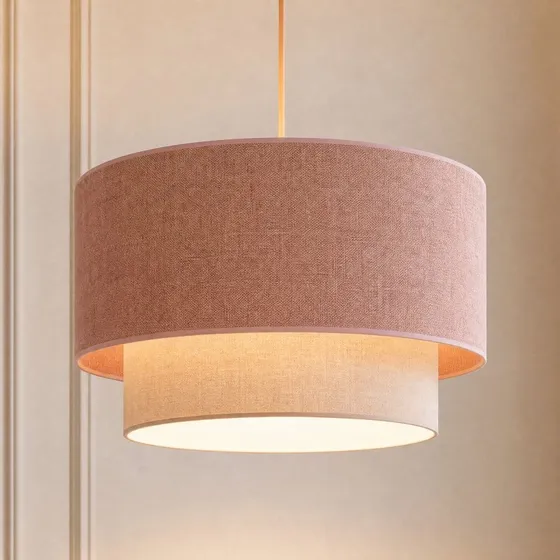 Duolla Boho Hanglamp Beige/Roze, Ø 45 cm, Textiel, E27