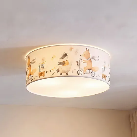Duolla Kids Print Plafondlamp - Textiel - Ø 50 cm