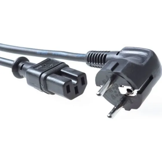 ACT Netsnoer CEE 7/7 naar C15 zwart, 1,5 m (haaks)