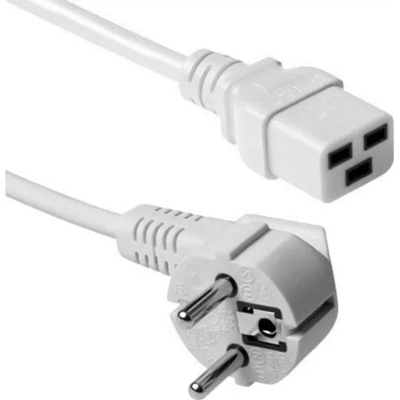 ACT Netsnoer CEE 7/7 naar C19 wit, 1,2 m (haaks)