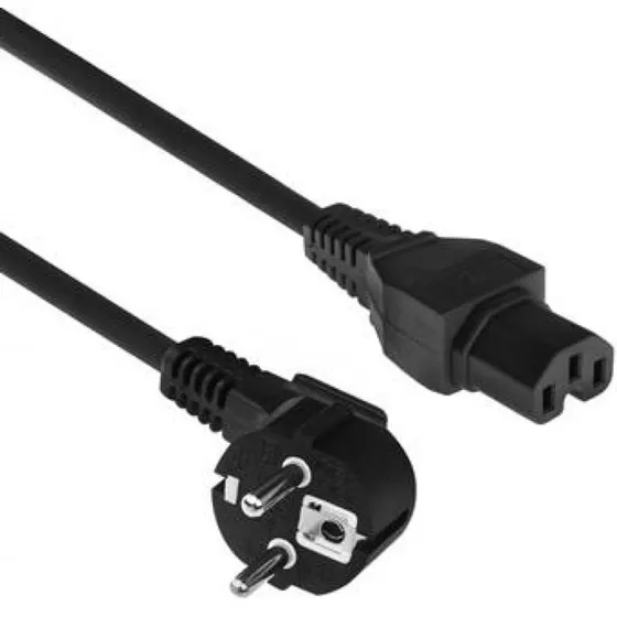 ACT Netsnoer CEE 7/7 naar C15 - 2m - Zwart (Haaks)