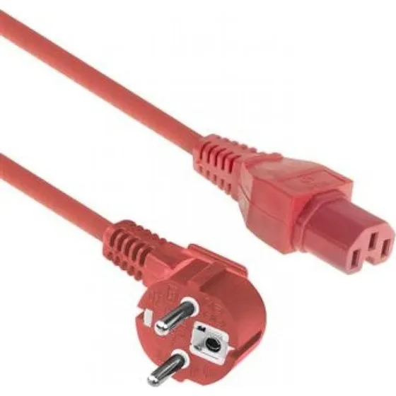 ACT Netsnoer CEE 7/7 naar C15 rood, 1m (haaks)