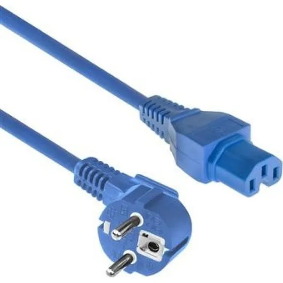 ACT Netsnoer CEE 7/7 naar C15 blauw, 1m (haaks)