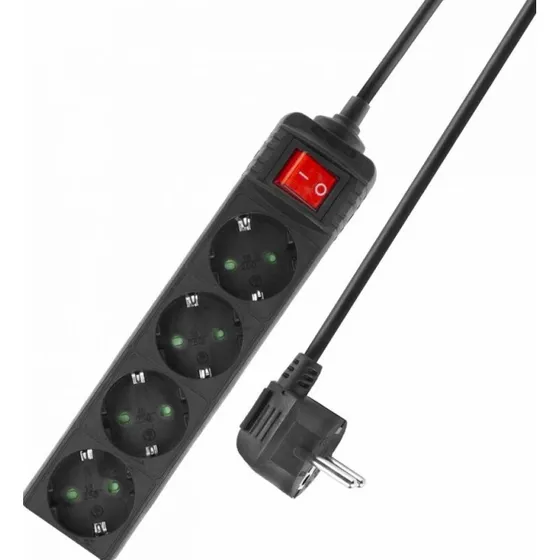 ACT Stekkerdoos AC2440 - 4 stopcontacten, 2m kabel, zwart