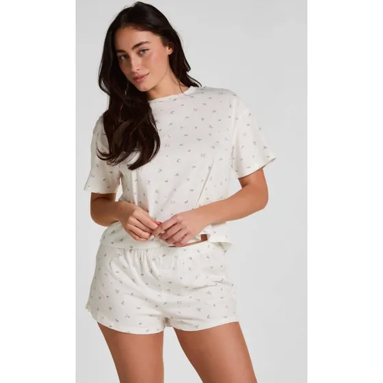 Hunkemller Shortama Wit Katoenen Jersey Pyjama Set